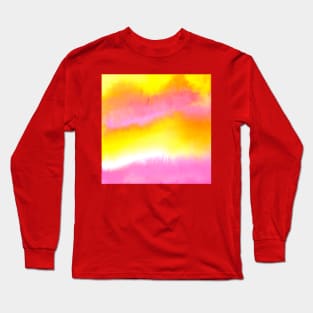 Yellow and Pink Watercolor Blend Long Sleeve T-Shirt